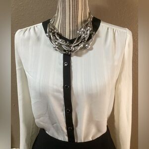212 Collection Black and Cream Blouse button Down